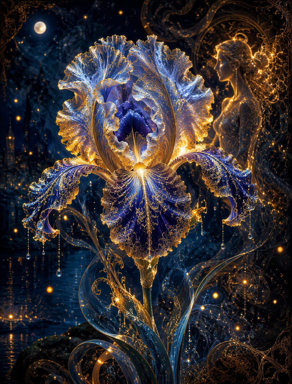A mesmerizing digital close-up of a mystical, unreal iris...