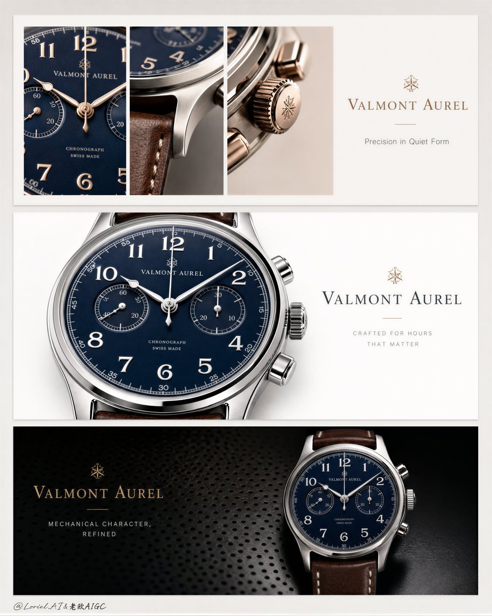 Create a premium luxury watch campaign presentation board...