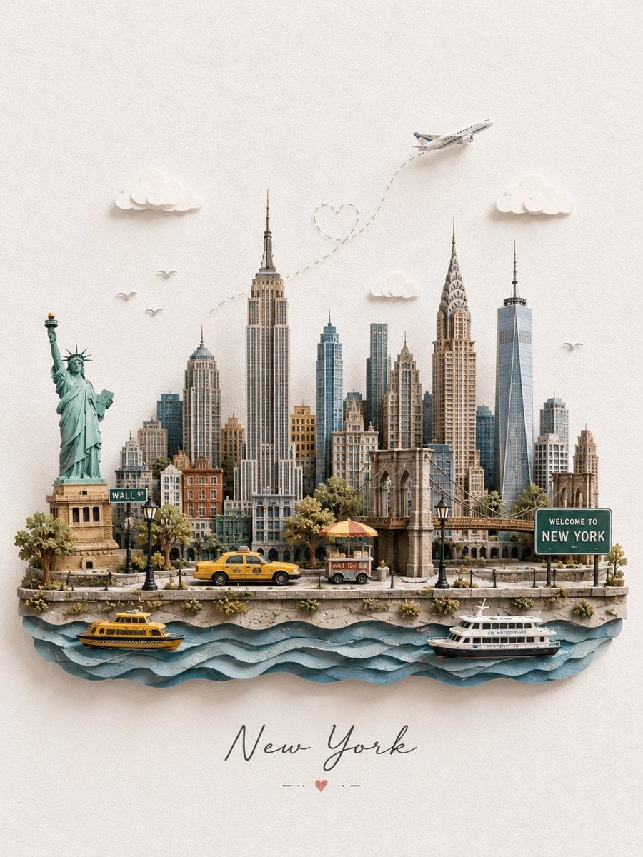 Create a charming miniature 3D paper-craft travel illustr... - alternate