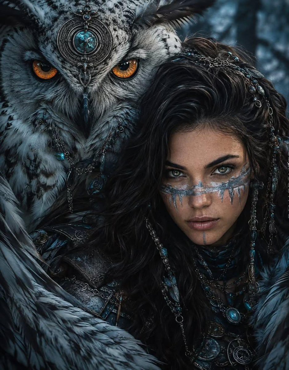 A detailed portrait of a fierce tribal fantasy warrior wo...