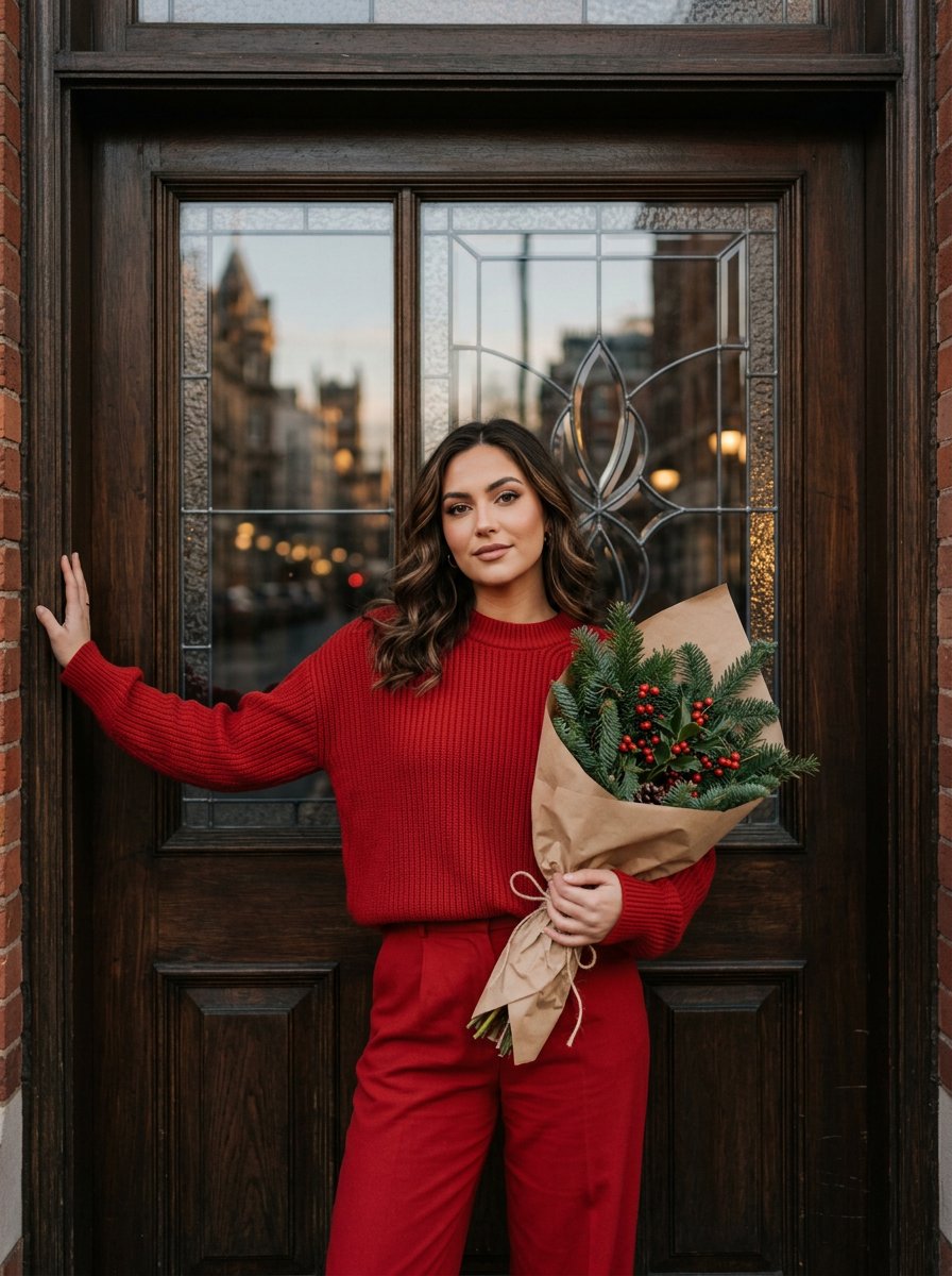 Stylish young woman with elegant makeup standing confiden...