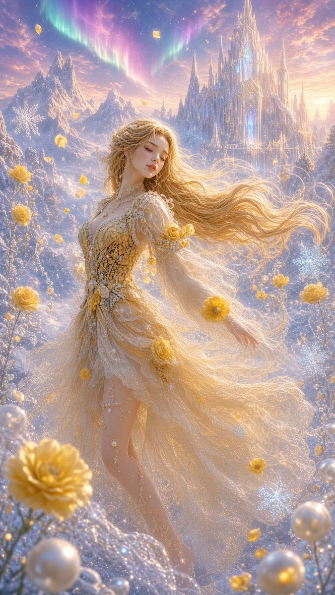 A stunning young goddess-like woman with long golden blon... - alternate