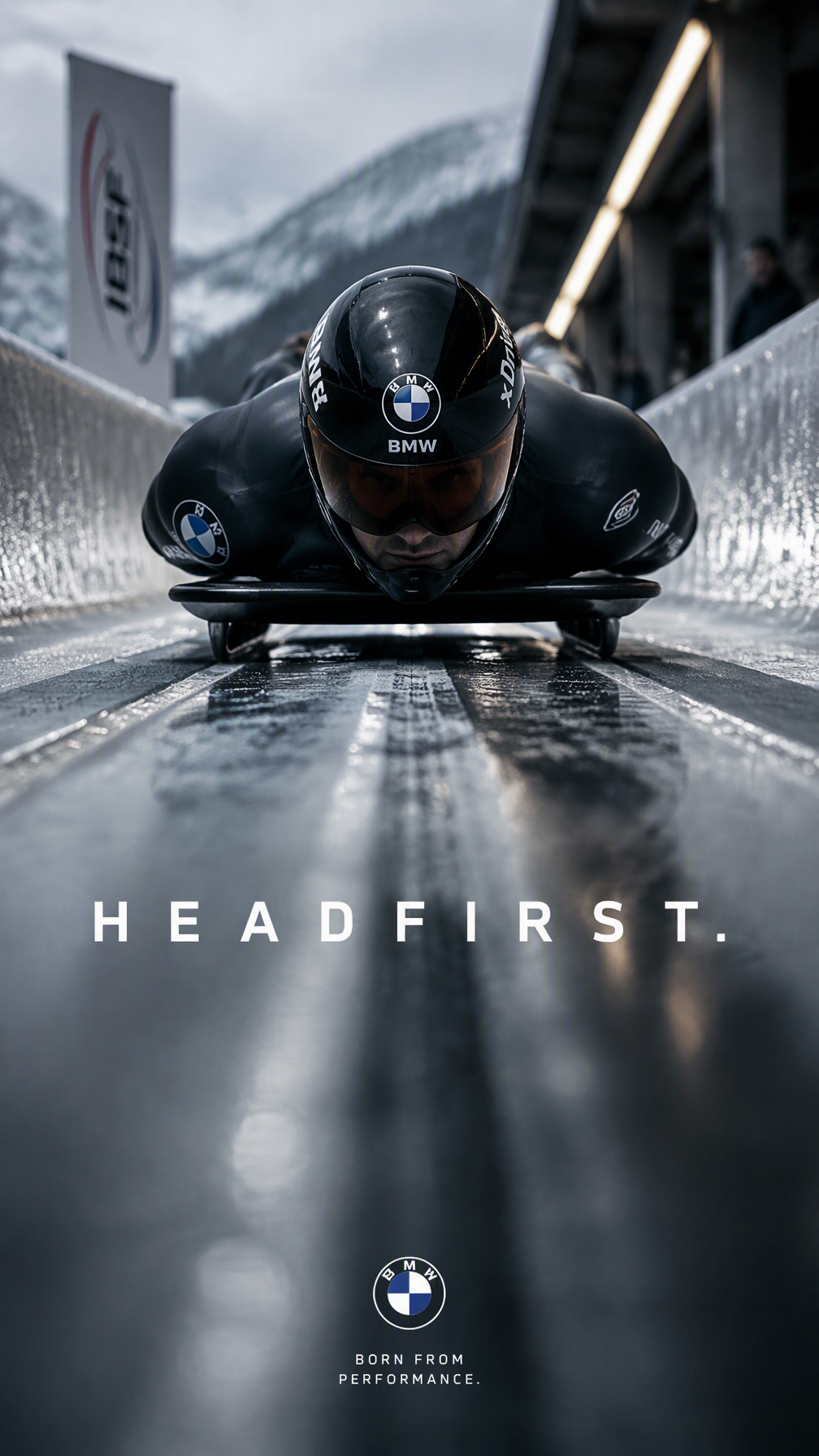 Create a premium 9:16 winter sports editorial.Main Subjec...