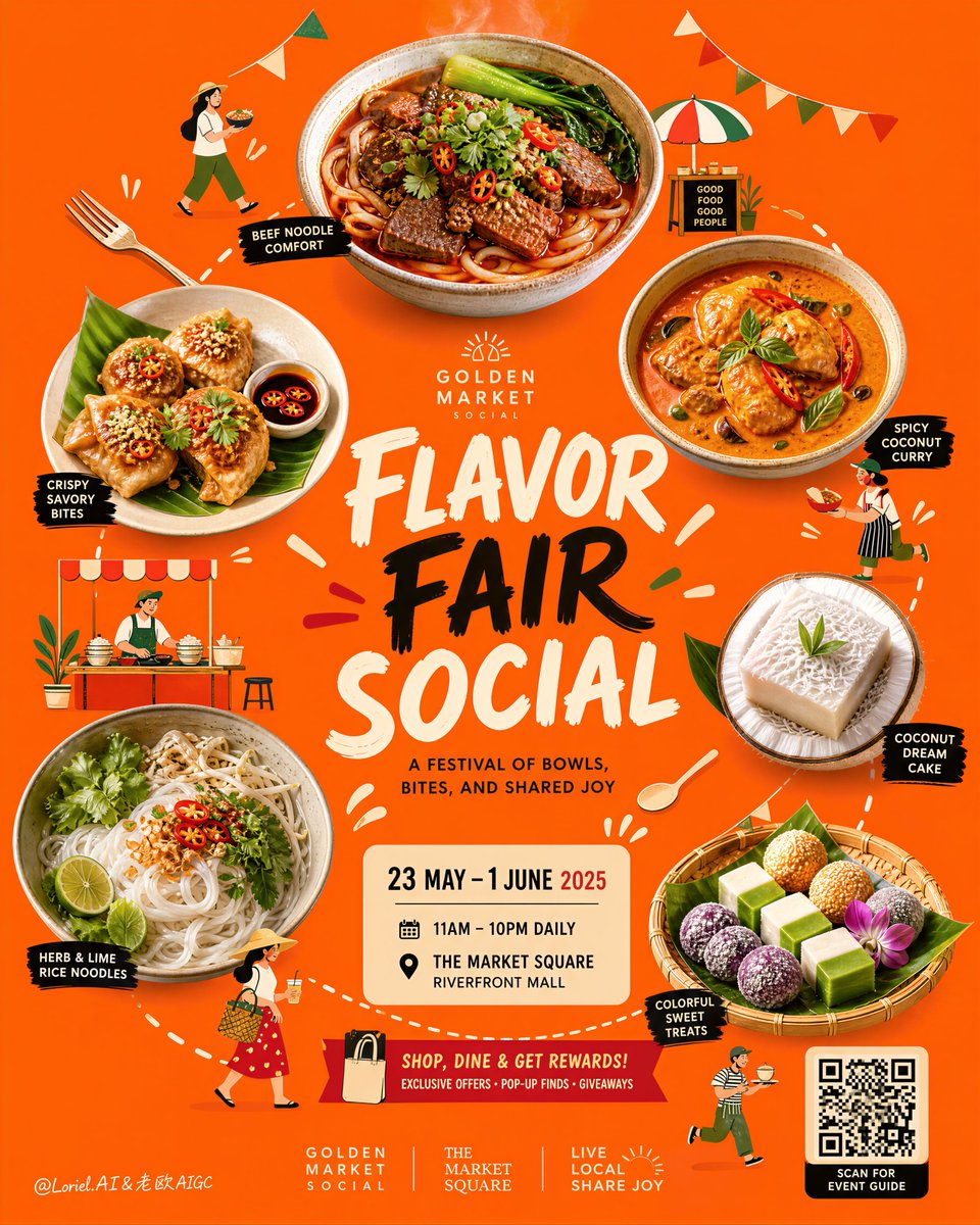 Create a flagship festival food campaign poster for an or...