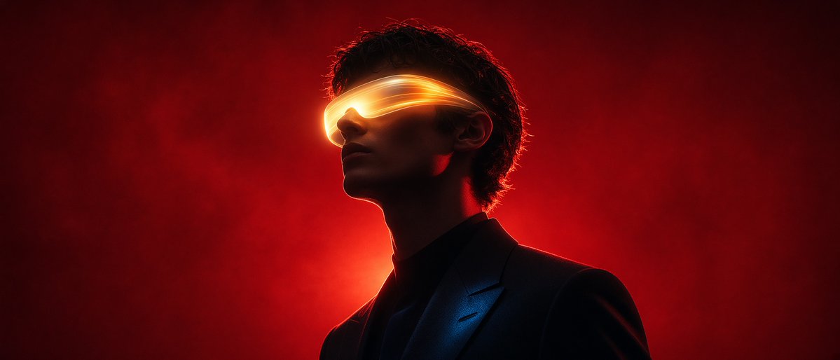 Create a futuristic cinematic fashion portrait in a verti...