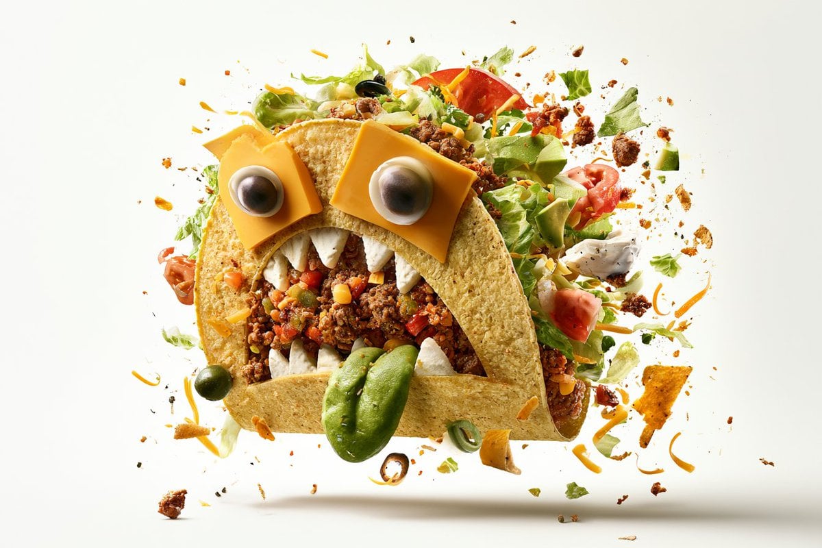 Ultra-realistic exploded view of a monster-shaped [Food],... - alternate