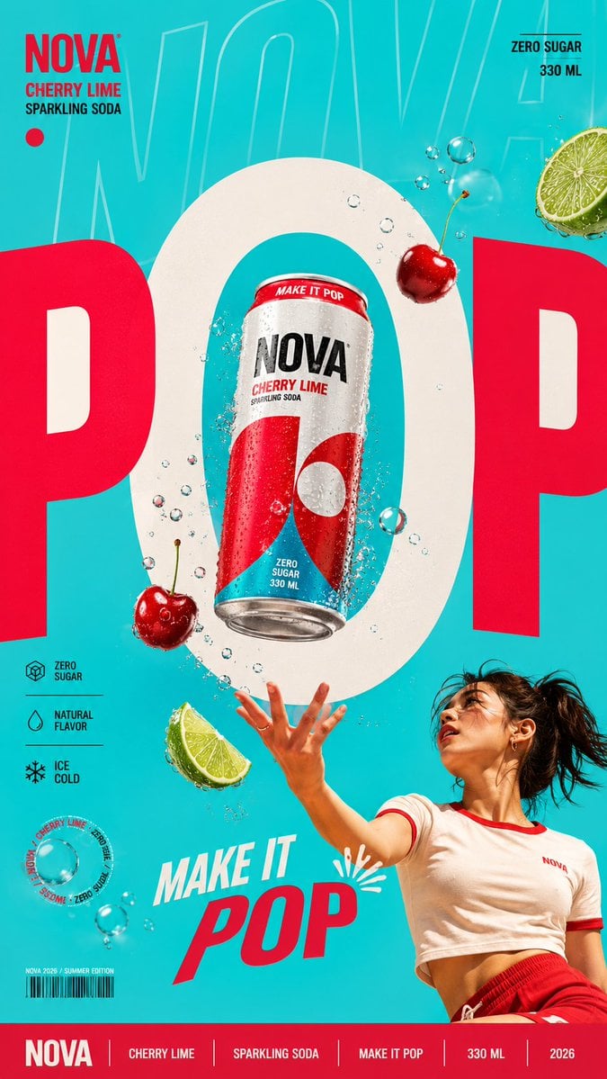 Create a bold editorial campaign poster where oversized t... - alternate