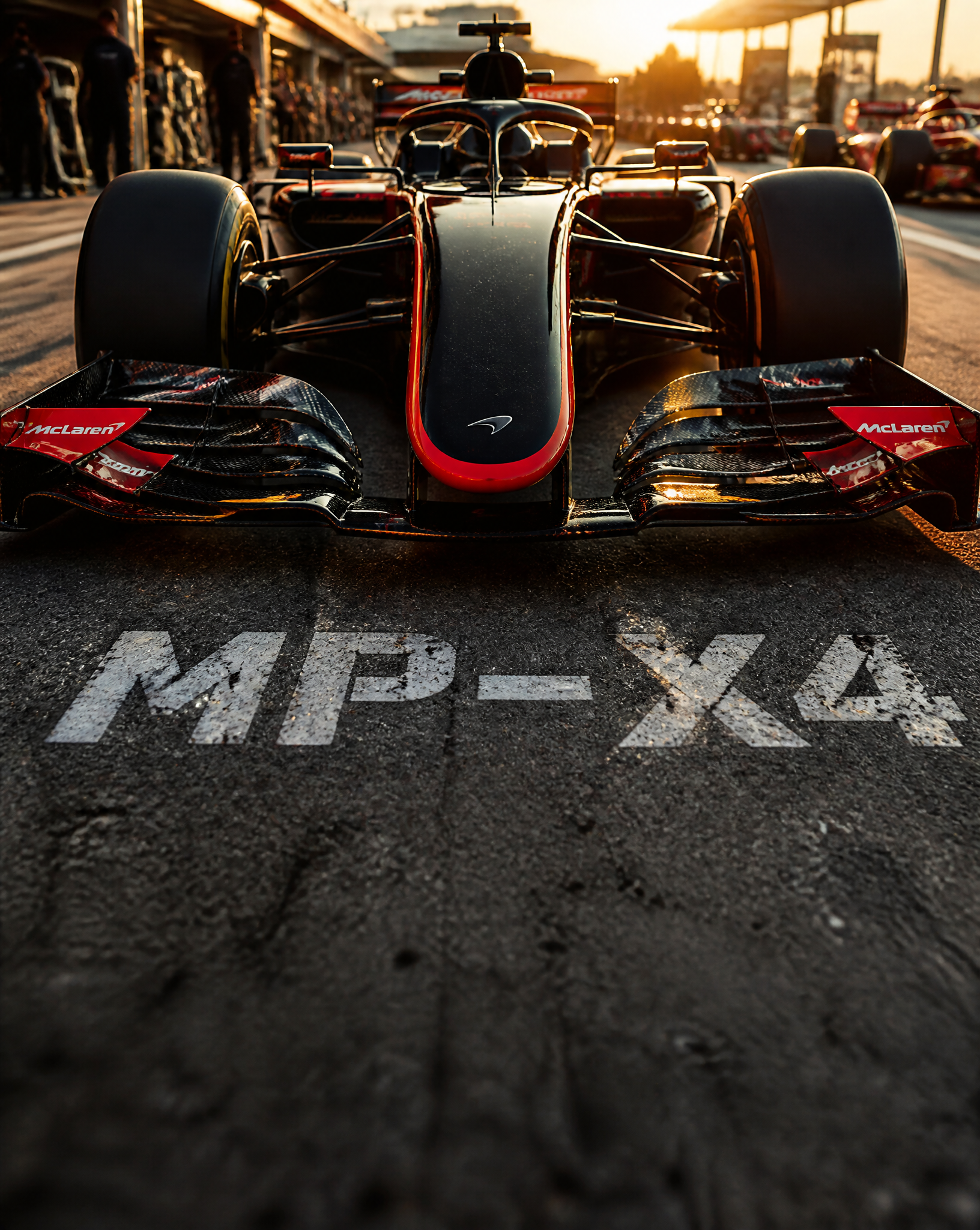 real professional close-up shoot of F1 car with black and...