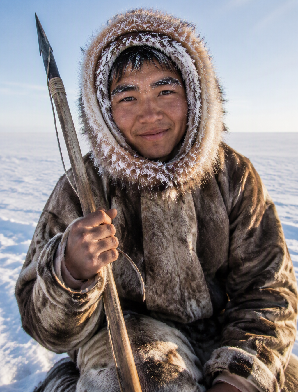 An ultra-realistic documentary portrait of a young Inuit ...