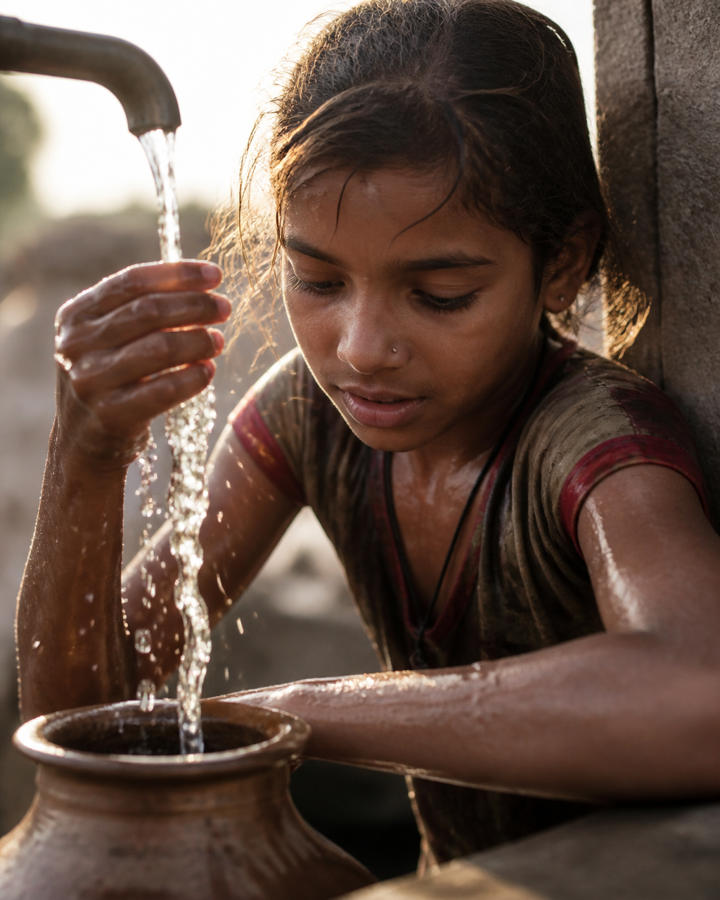 Hyper-realistic documentary portrait. A young South Asian...