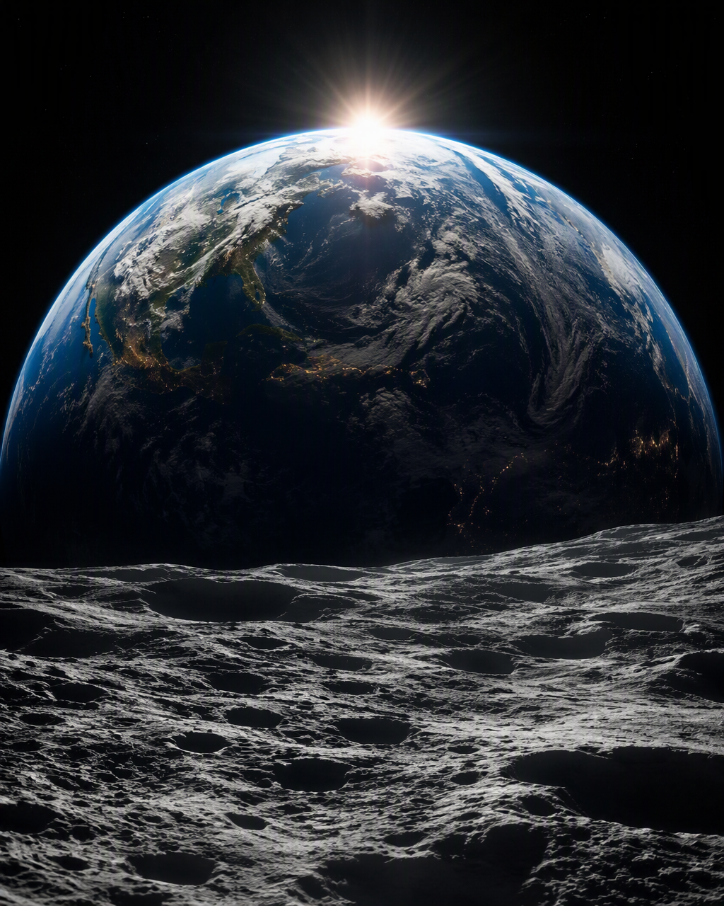 SUBJECT: a photorealistic sunrise seen from the surface o...