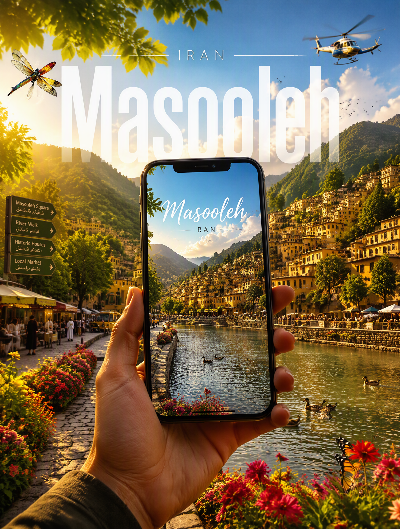 Ultra-realistic, stop-scrolling cinematic travel poster f...