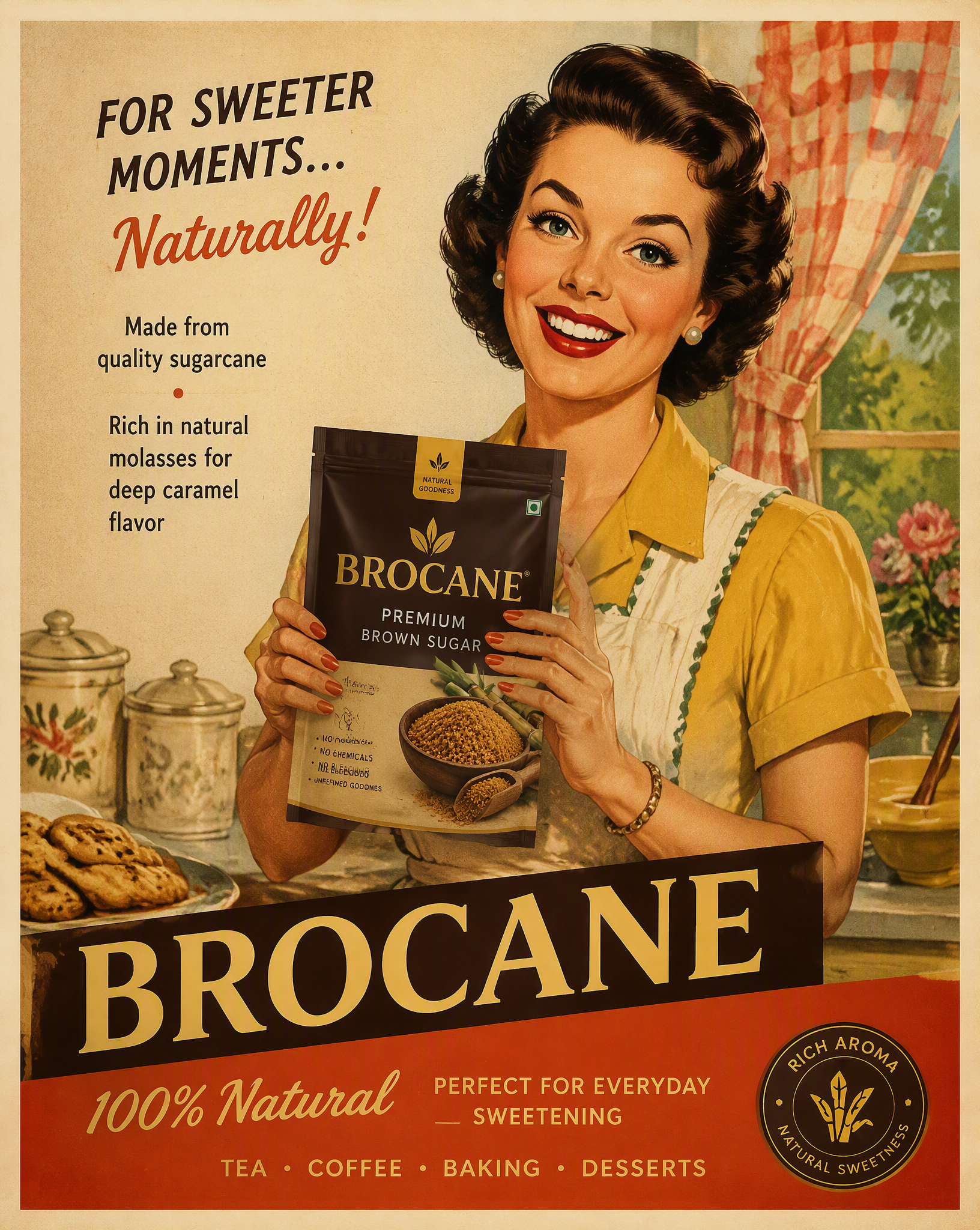 Authentic 1960s American advertising poster for BROCANE, ...