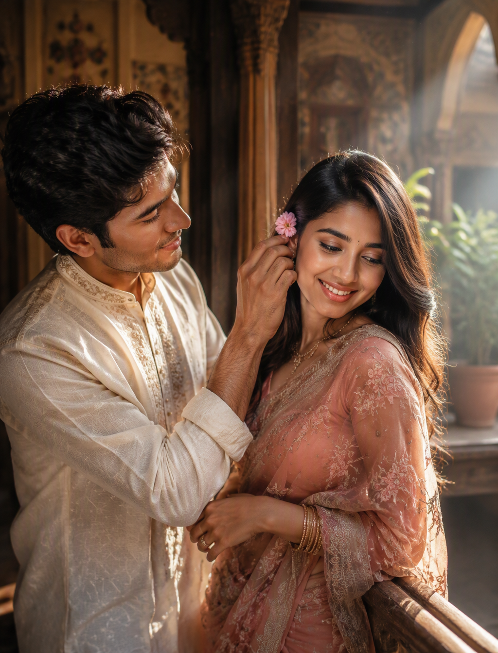 Ultra-realistic cinematic portrait of a young South Asian...
