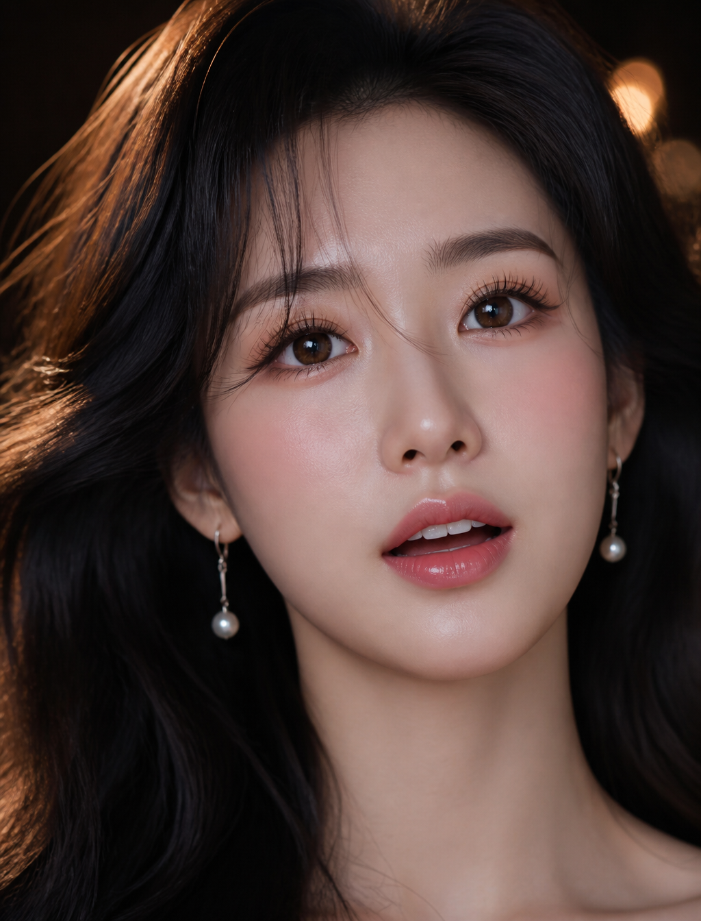 Sebuah potret close-up wajah yang sangat detail dan sanga...