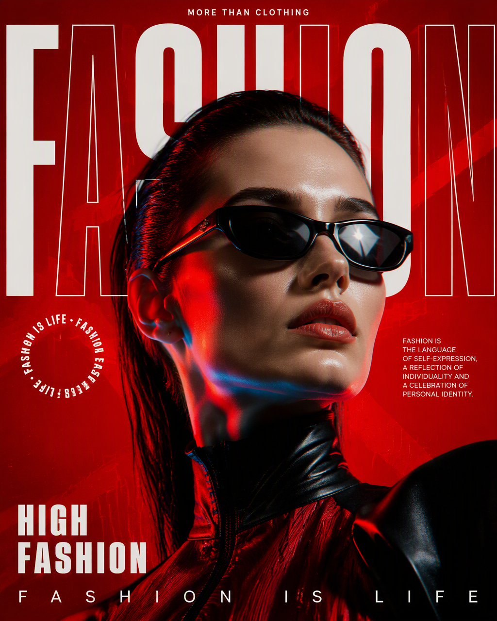 Ultra-photorealistic contemporary fashion editorial poste...