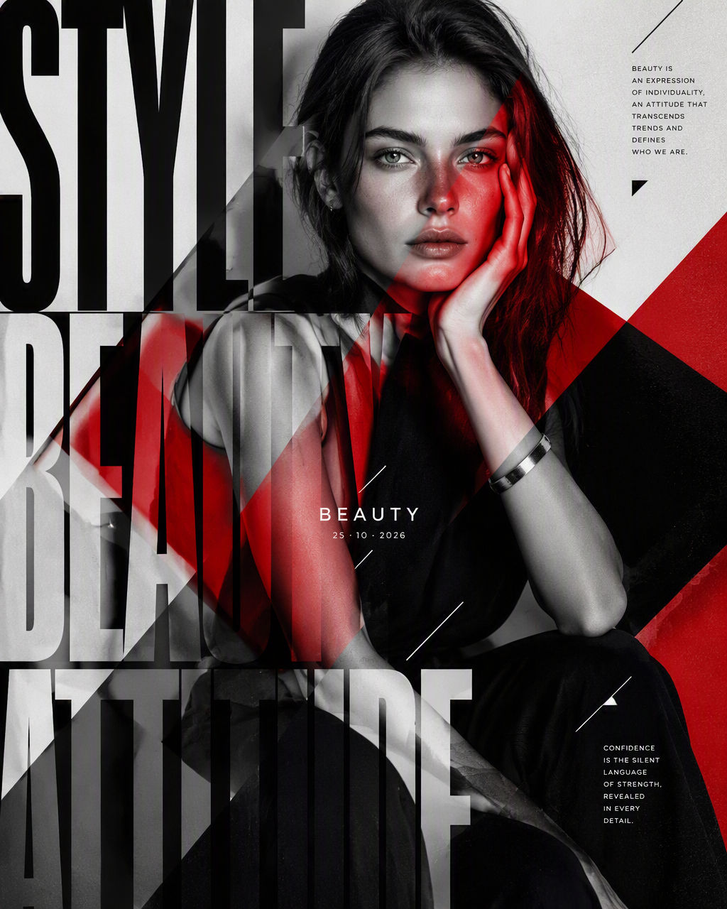 Ultra-photorealistic avant-garde beauty editorial poster,...