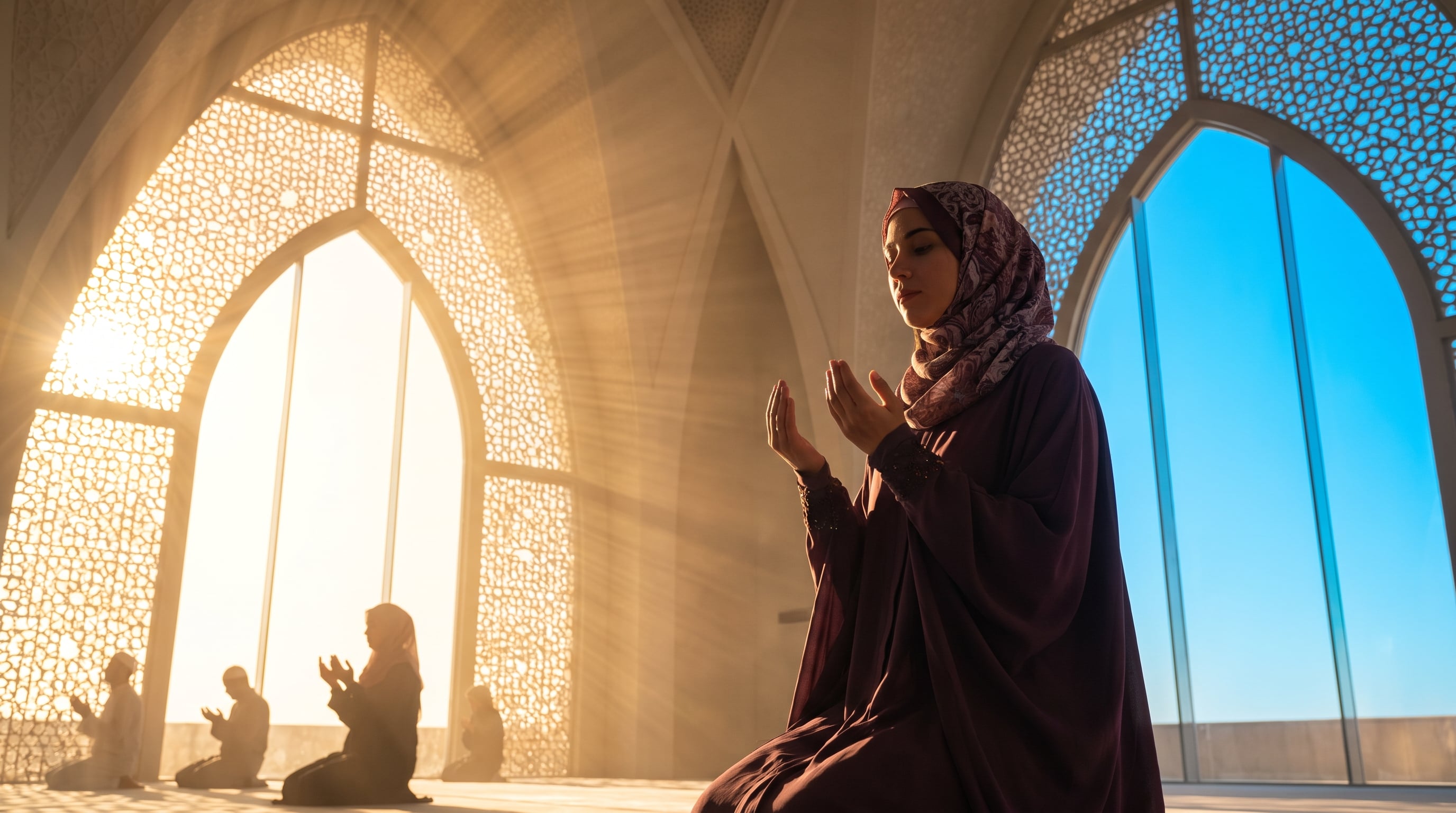 A transcendent, ultra-realistic 16:9 finale: A woman in a...