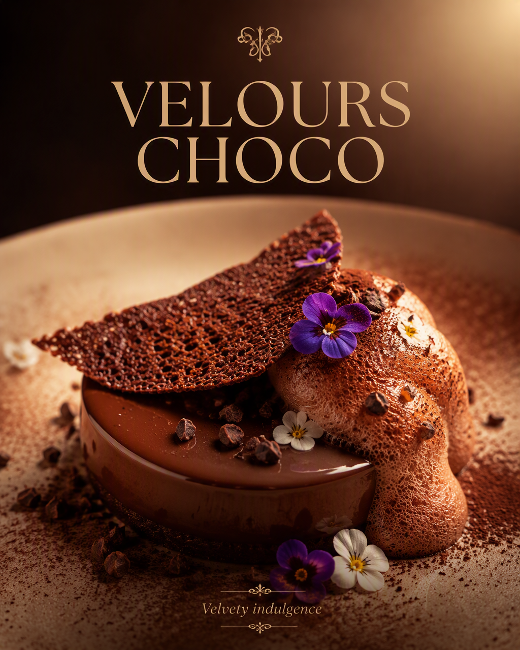 Create an ultra-premium dessert advertising poster for a ...