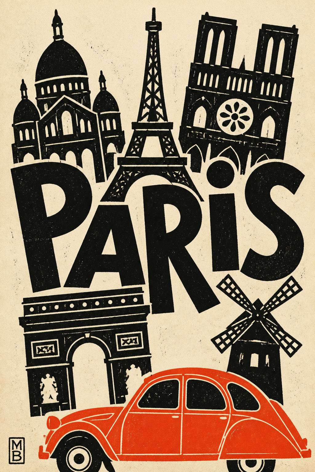 CITY = PARIS. Create a bold tourist poster {PARIS} using ...