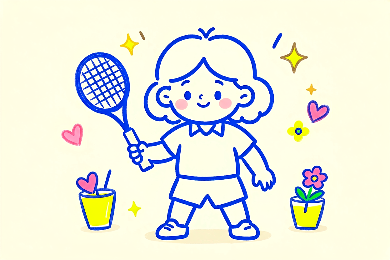Playing tennis is represented by a minimalist hand-drawn ...