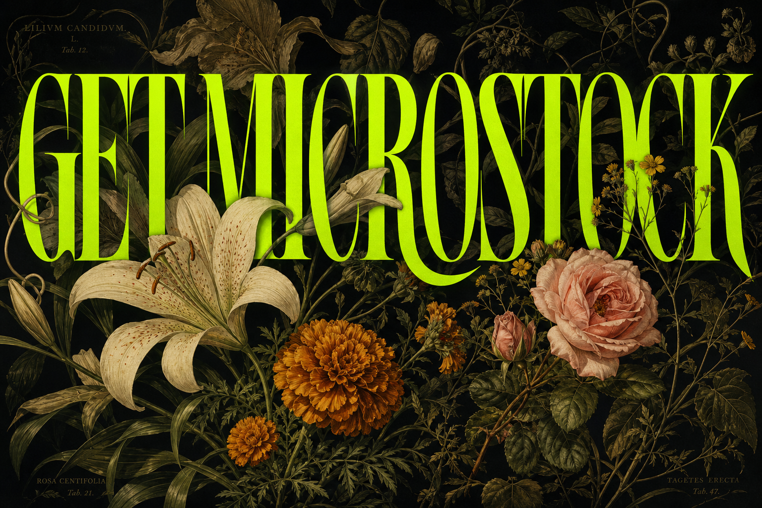 Editorial botanical poster design featuring the exact wor...