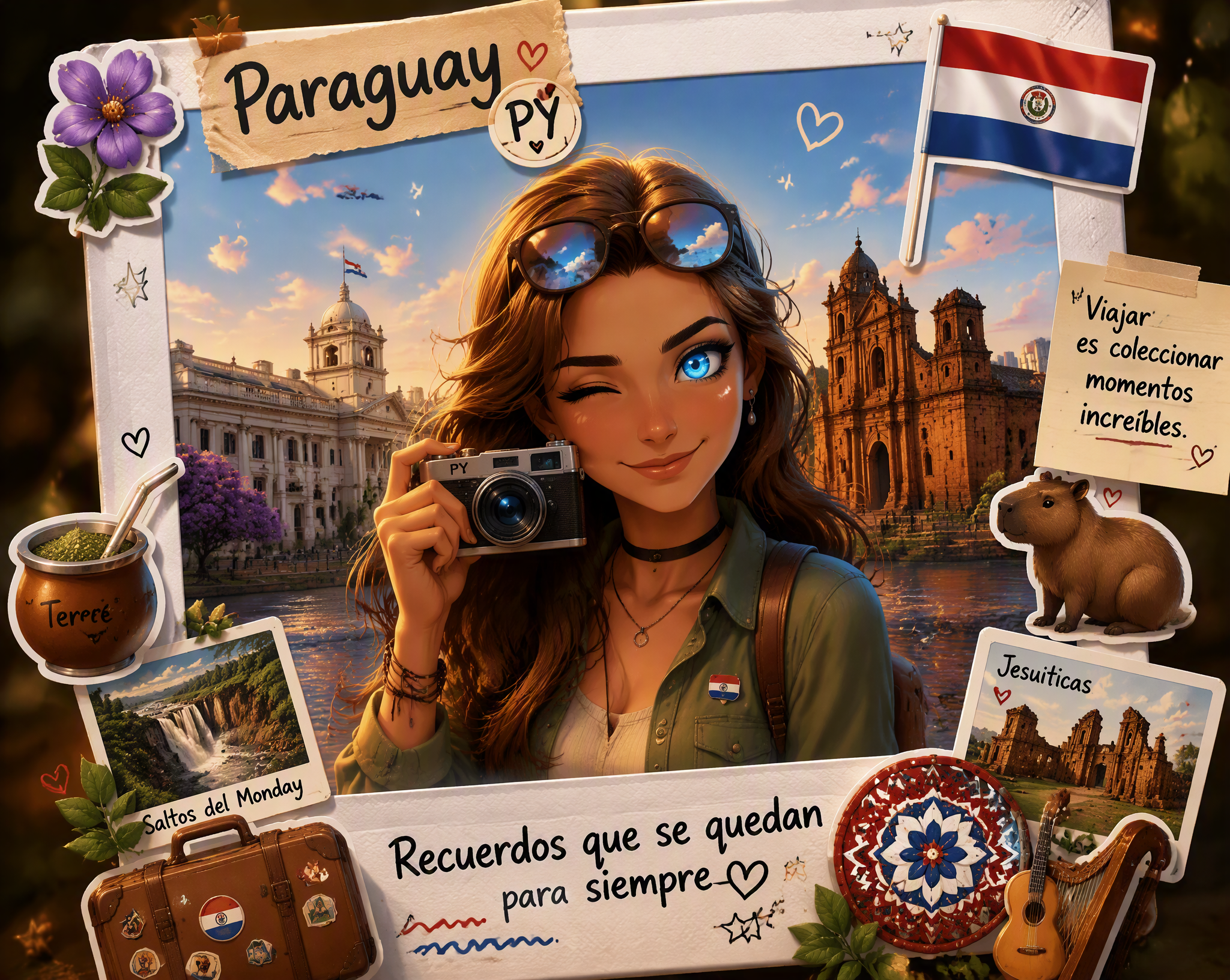 Crea una adorable ilustración Polaroid animada en 3D con ...