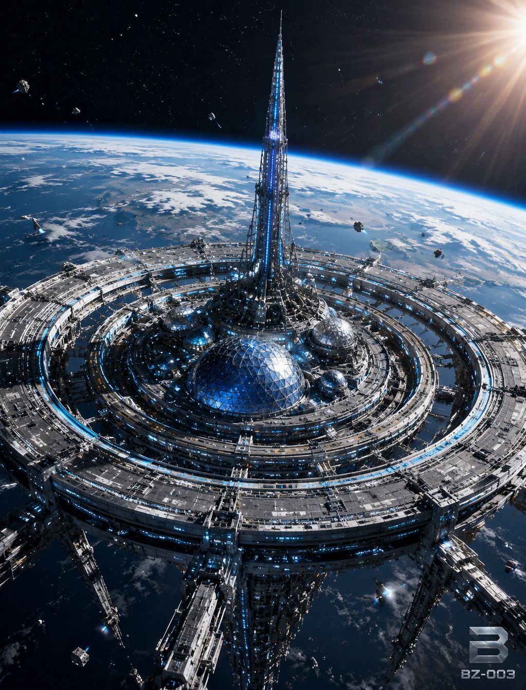 Subject: A massive, complex, orbital space station or meg...