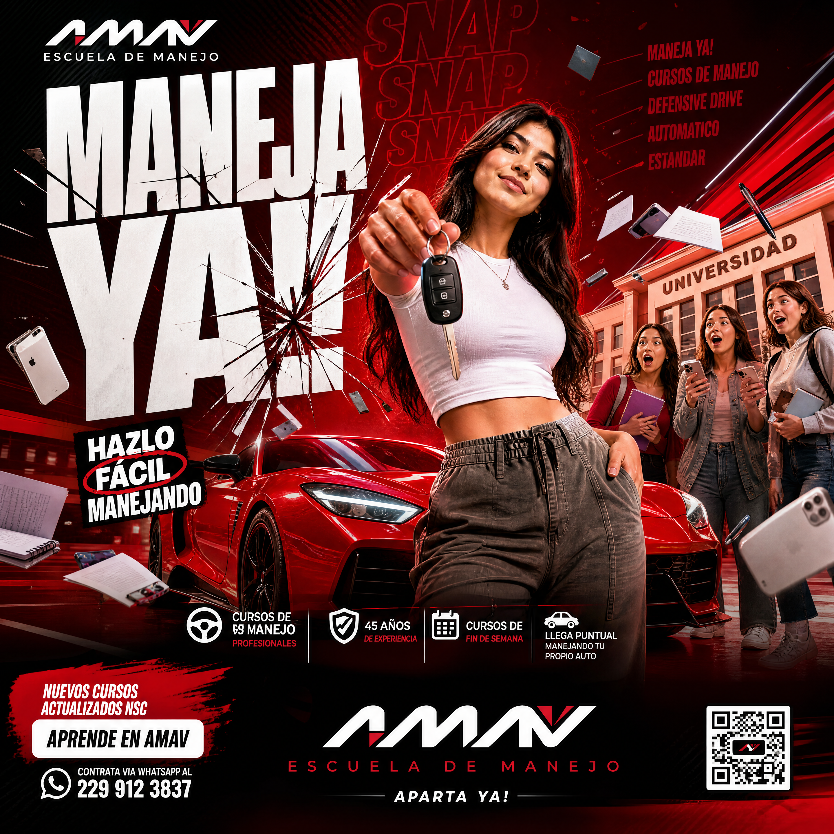 El formato:Poster de campaña de escuela de manejo vertica...