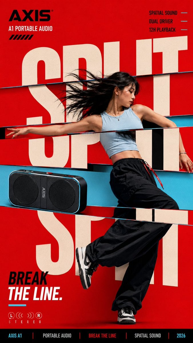 Create a bold editorial campaign poster where oversized t... - alternate