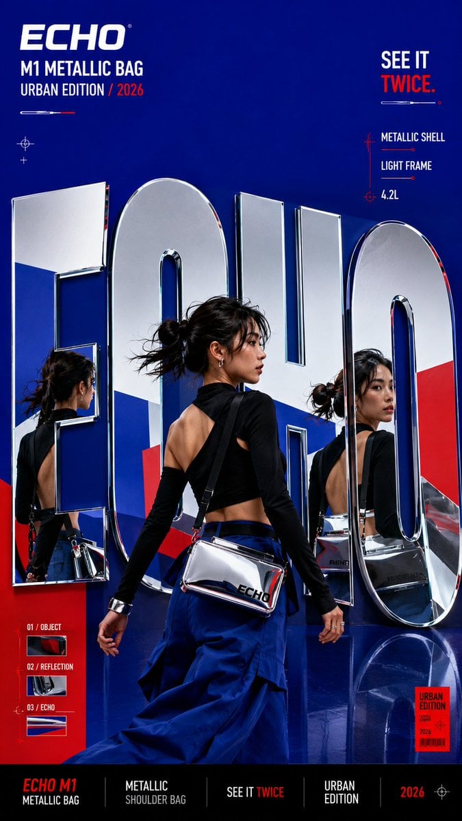 Create a bold editorial campaign poster where oversized t... - alternate