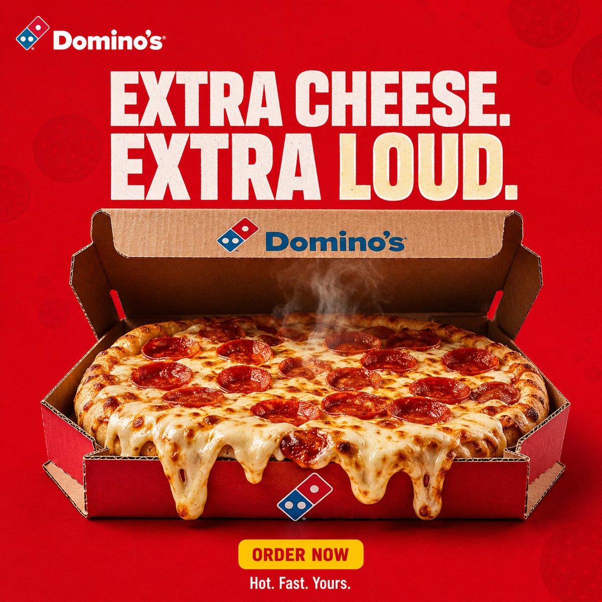Create a premium, agency-level DOMINO'S advertising poste...