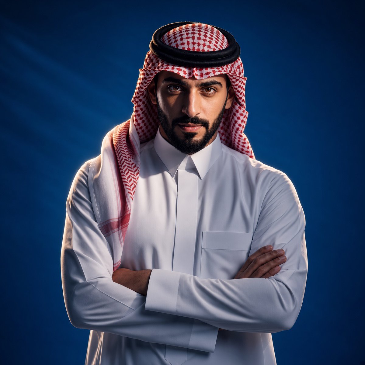 A powerful cinematic portrait of a confident young Saudi ...