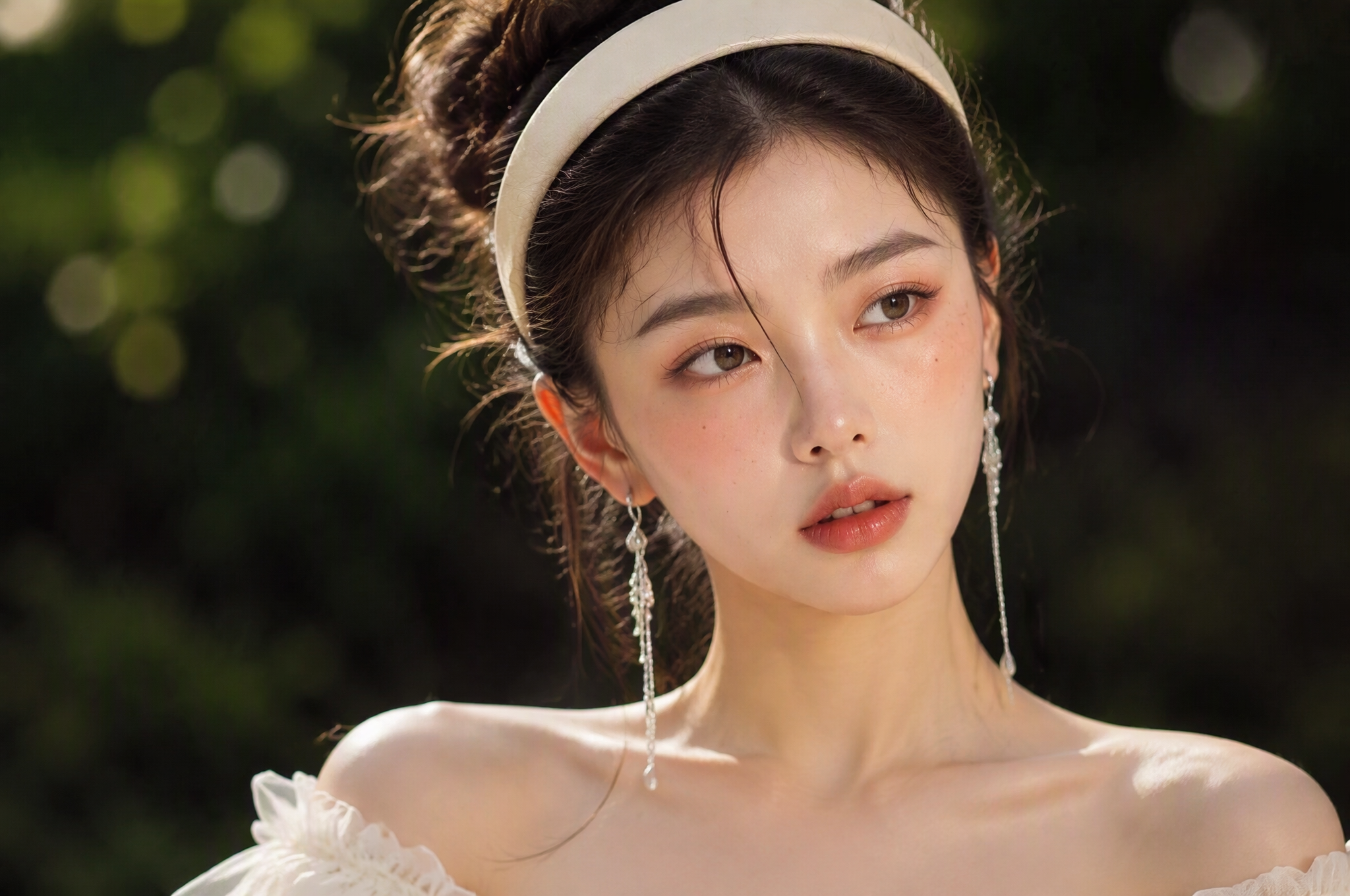 Photorealistic cinematic portrait of a beautiful young Ea...