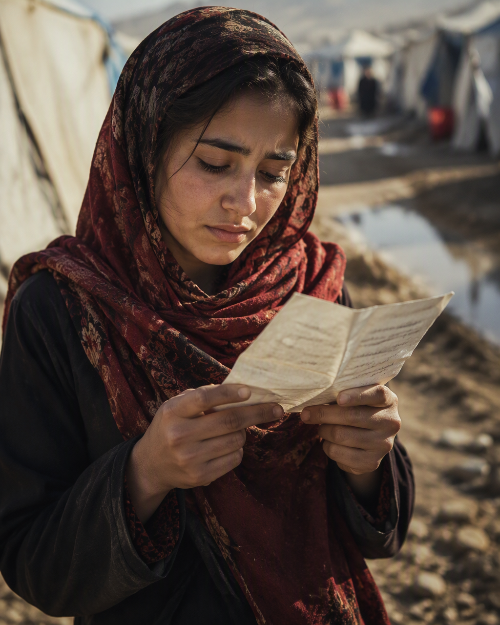 Hyper-realistic documentary portrait. A young woman in a ...