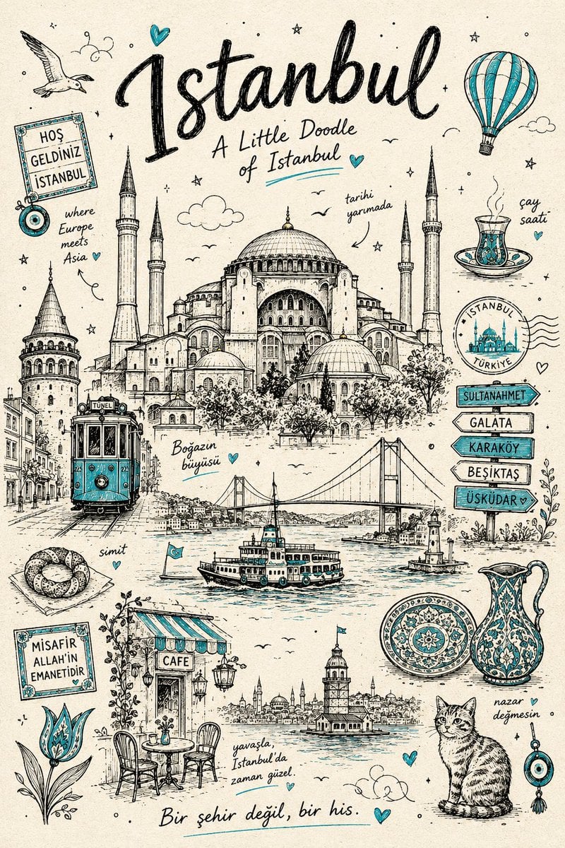 Create a vertical 4:5 minimalist doodle travel poster for... - alternate