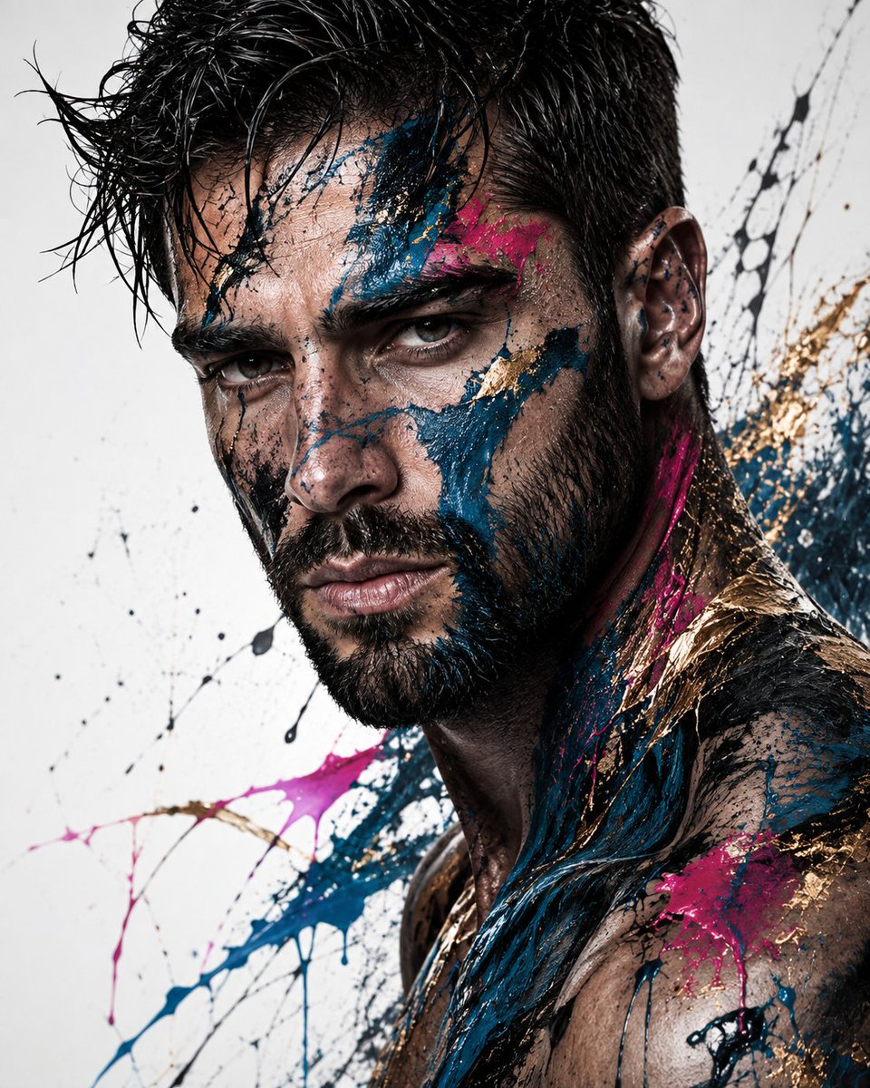 Create a high-end fine-art editorial portrait of a striki...