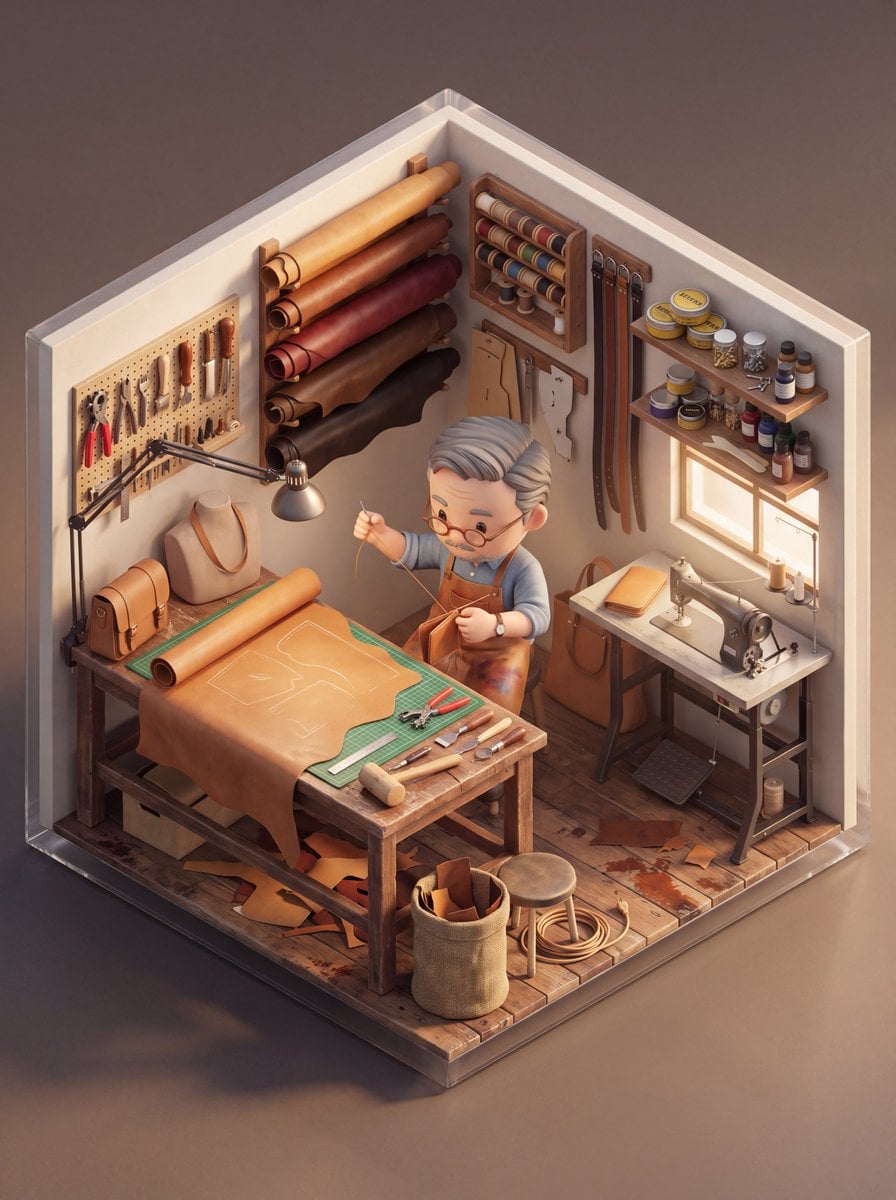 An isometric 3D cube-shaped miniature room (shallow cutaw... - alternate