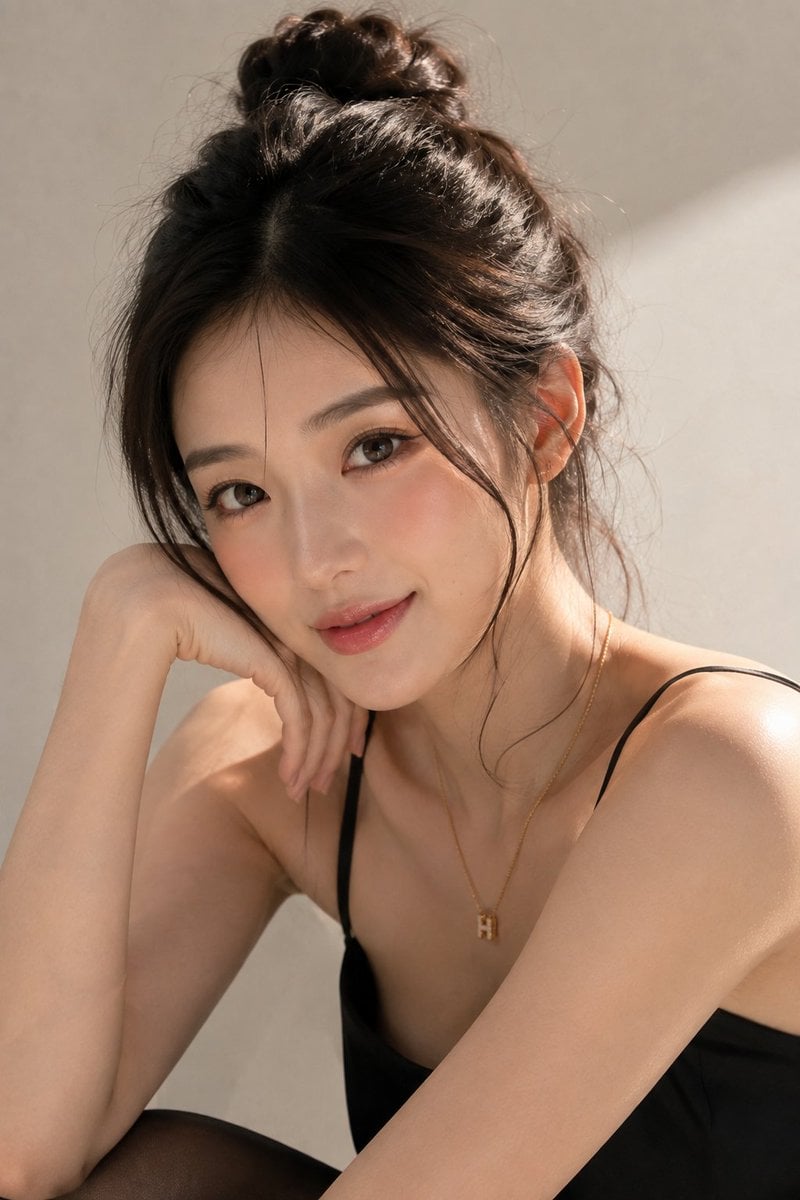 Ultra-realistic portrait of a cute young East Asian woman... - alternate