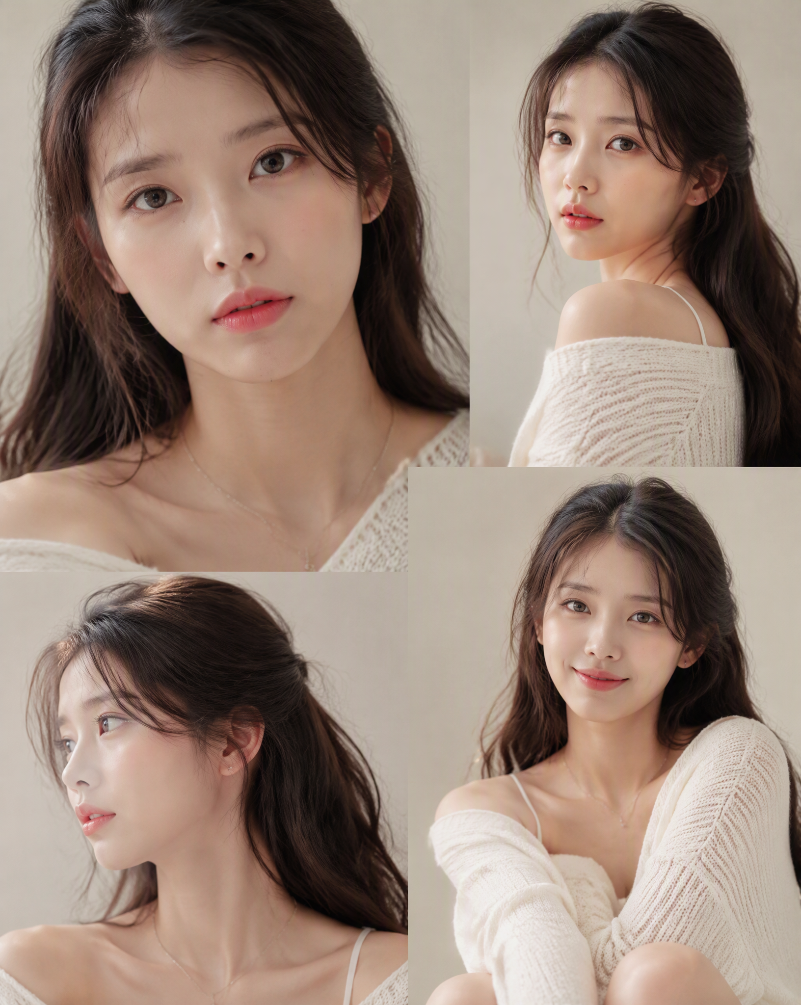 Photorealistic Korean beauty portrait of a cute young wom...
