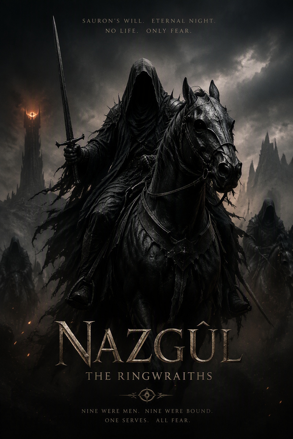 character poster for "The Nazgul, also known as the Ringw...