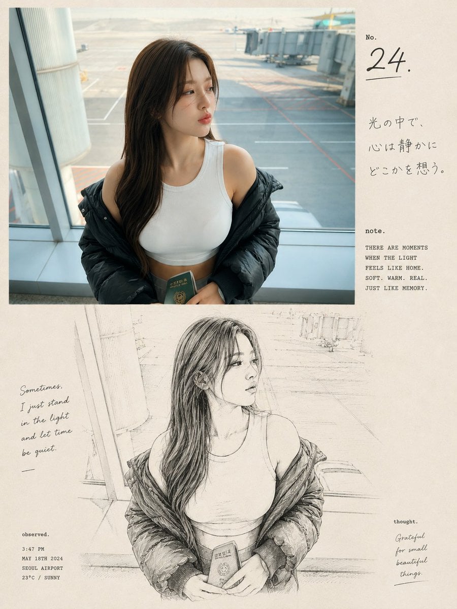 A premium nostalgic editorial photo-and-sketch artbook pa... - alternate