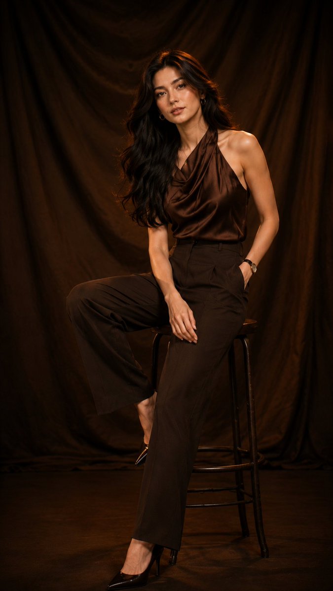Create an ultra-photorealistic 9:16 luxury studio fashion...