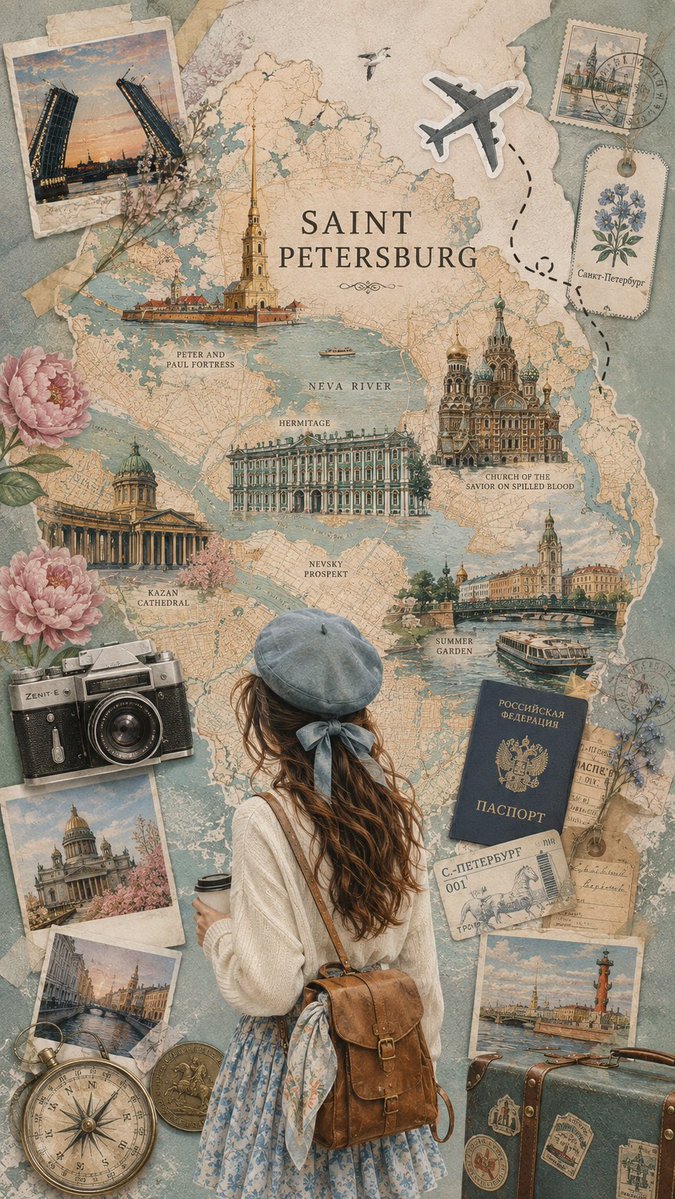 Create a sophisticated vintage travel collage poster insp...
