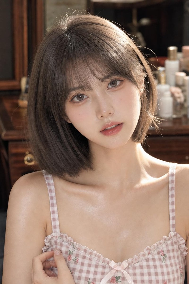 Create a highly photorealistic, youthful East Asian beaut... - alternate