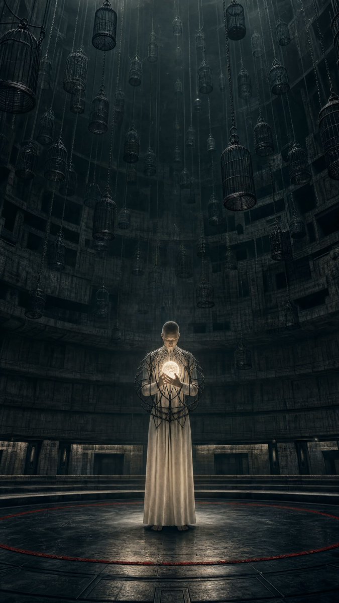 Create an original dystopian dark-surrealist image in a v...