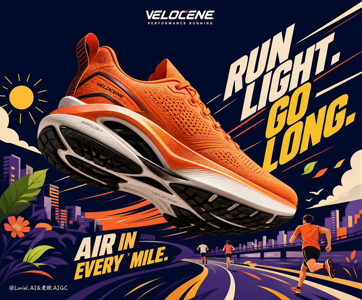 Create a Cannes-level premium running shoe campaign poste...