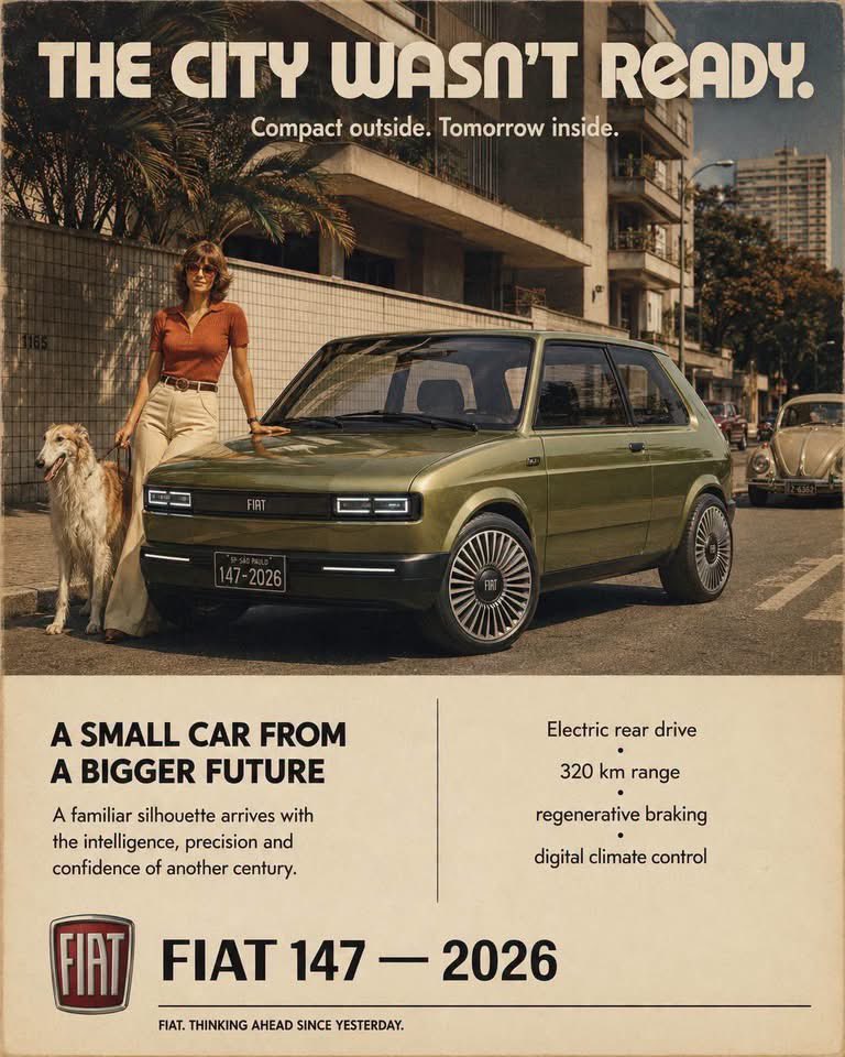 Alternate-history vintage automobile advertisement, as if...