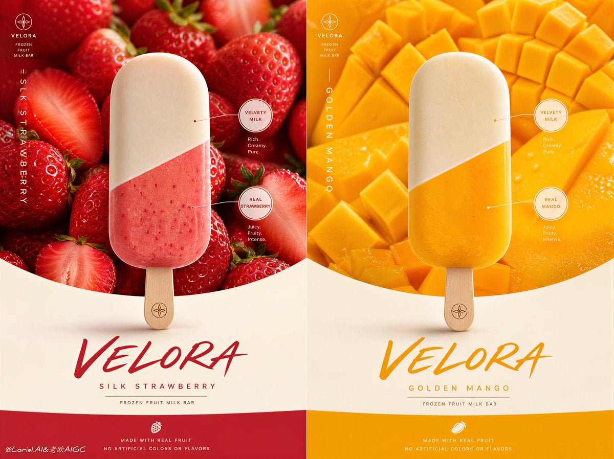 Create a premium FMCG ice cream advertising poster for an...