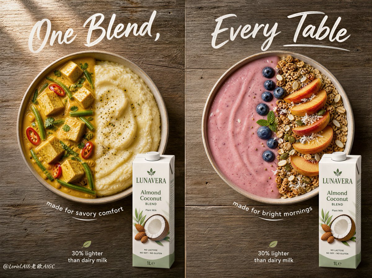 Create a premium dual-panel commercial campaign poster fo...